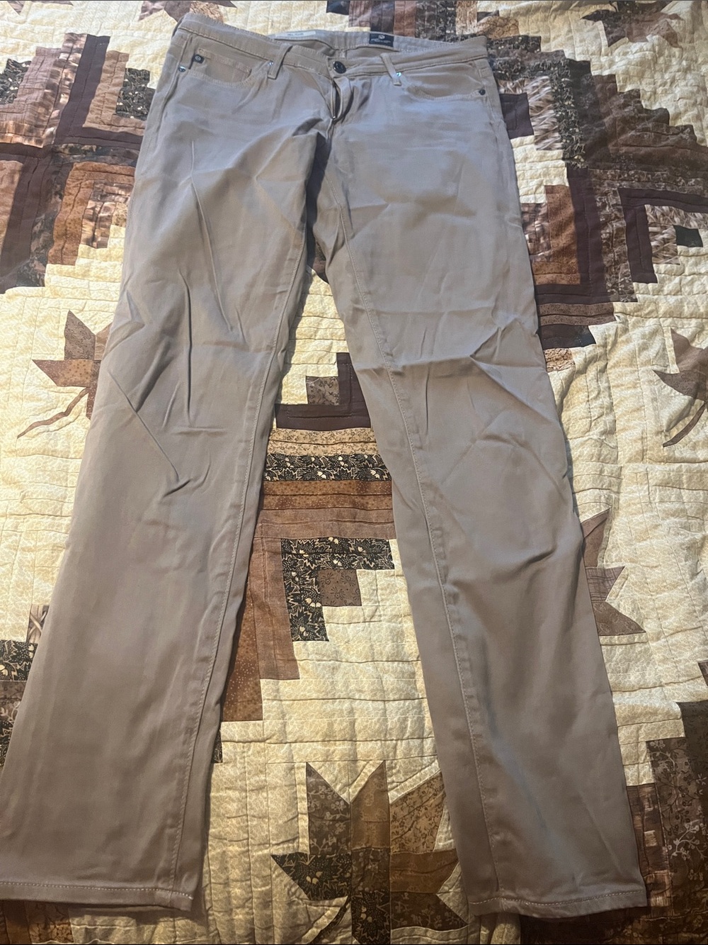 Ag Adriano Goldschmied Straight-Leg Pants in Taupe